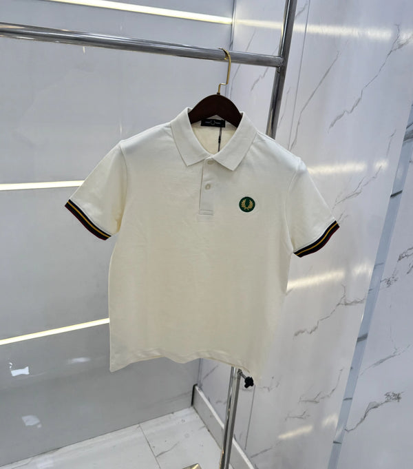 Fredperr y Cream Logo Work Premium Polo T-shirt
