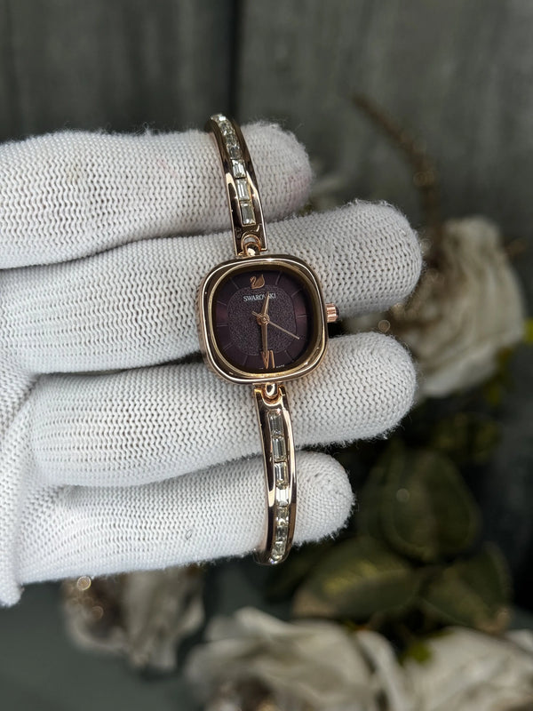Swarovsk i RoseGold Purple Diamond Premium Ladies Watch