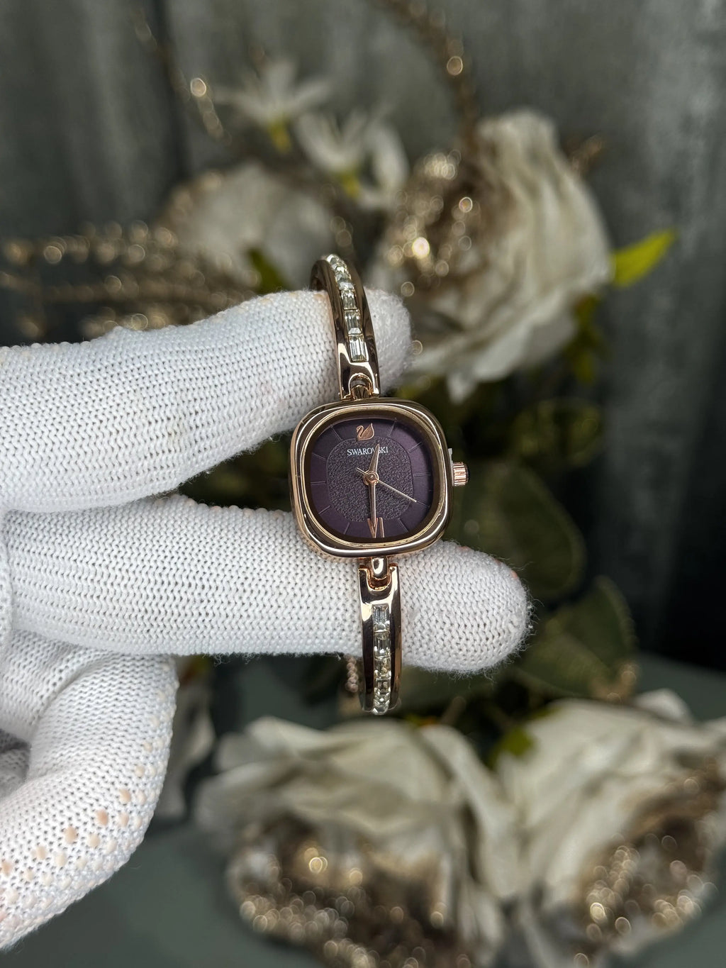 Swarovsk i RoseGold Purple Diamond Premium Ladies Watch