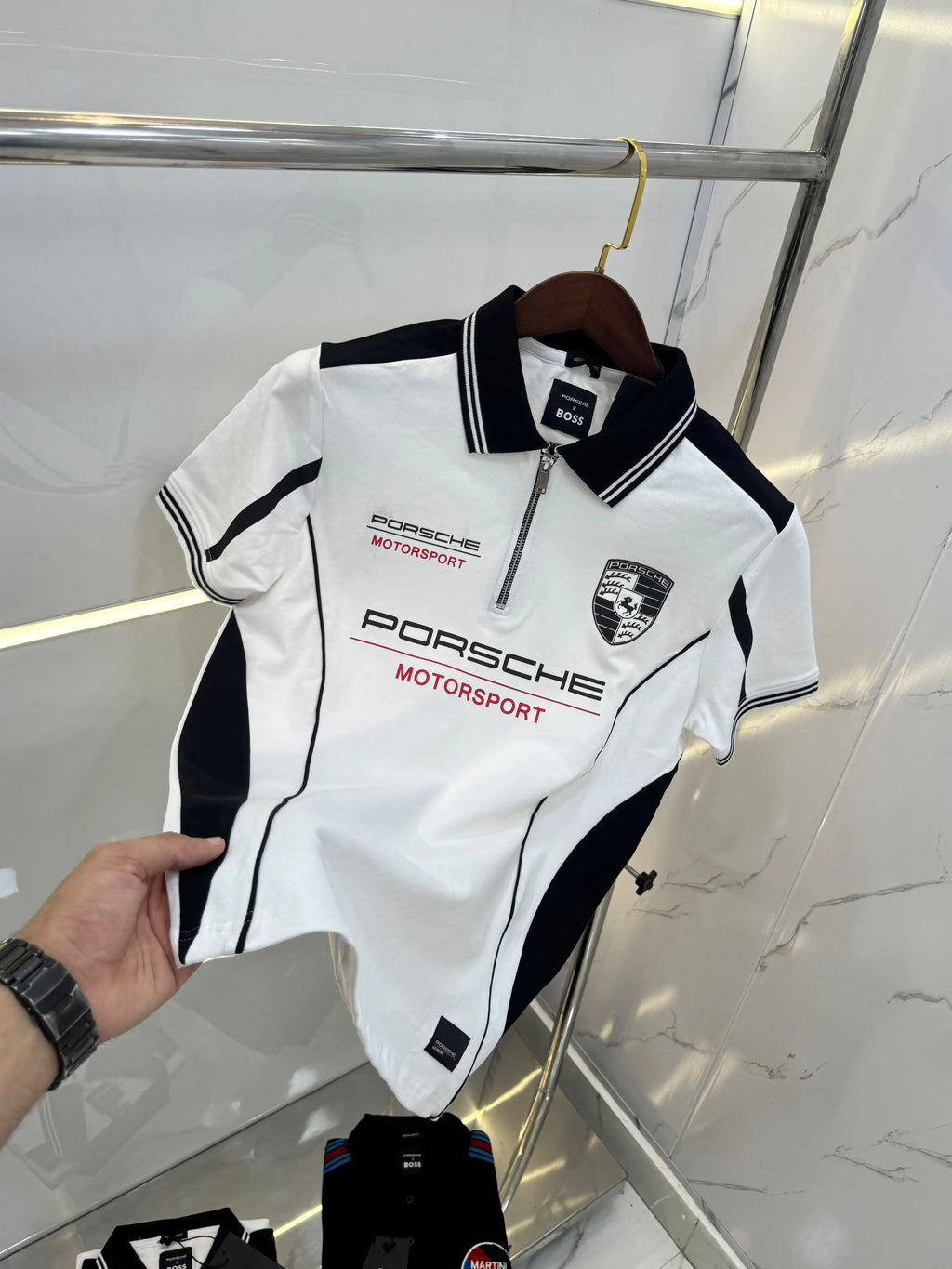 Hug o Boss Porsch e White Premium Polo T-shirt