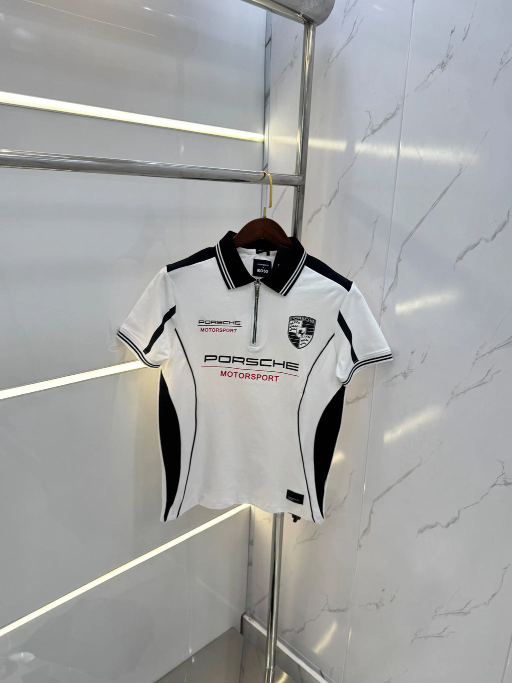 Hug o Boss Porsch e White Premium Polo T-shirt