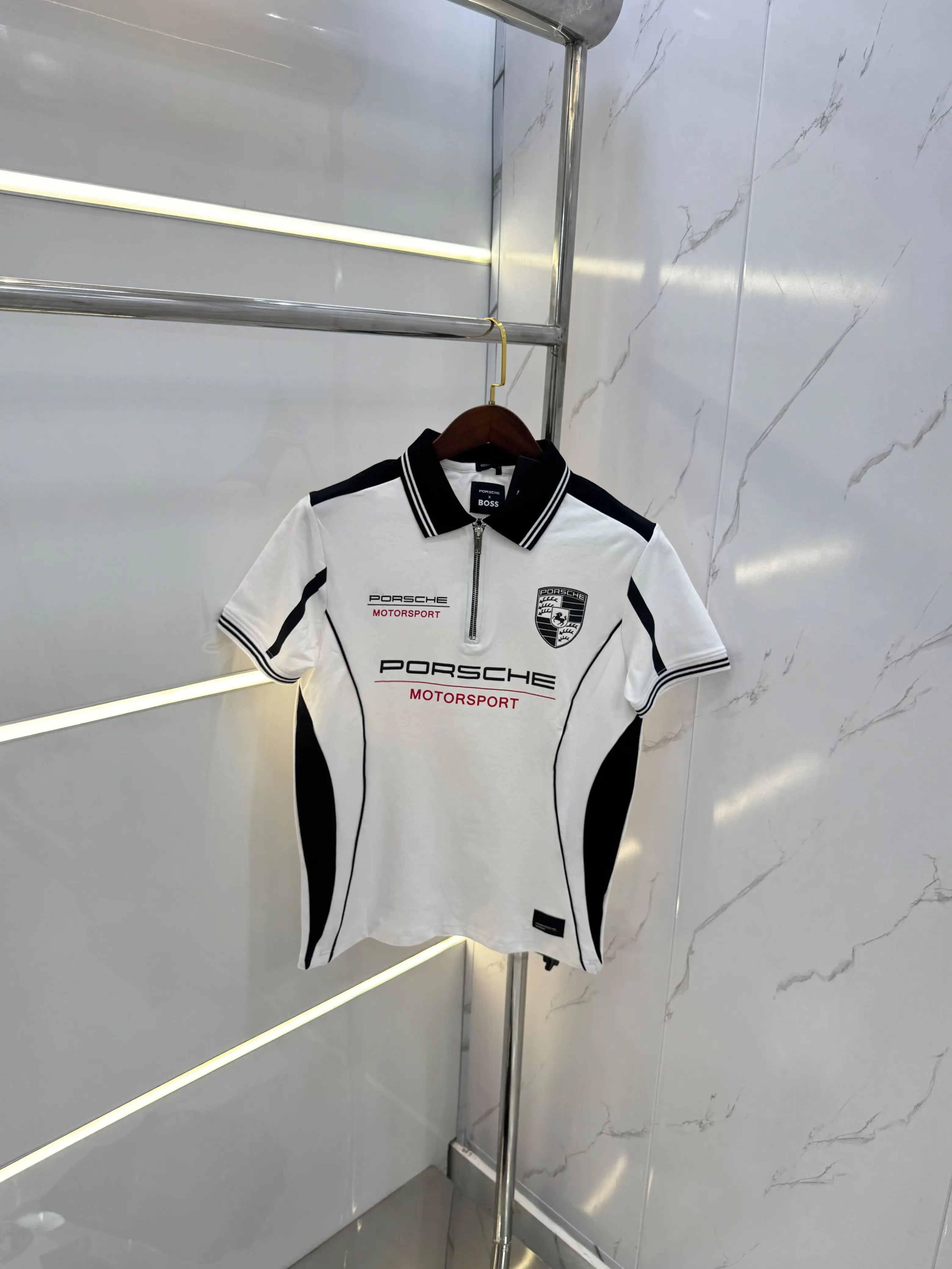 Hug o Boss Porsch e White Premium Polo T-shirt