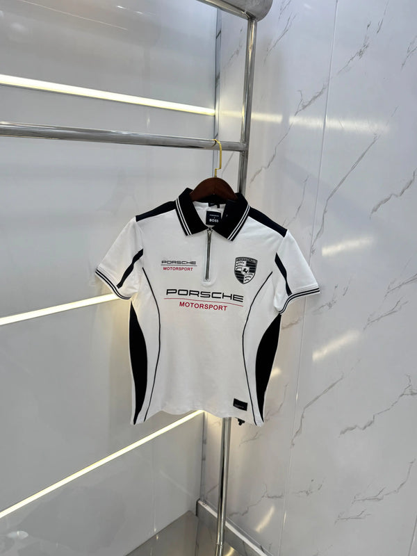 Hug o Boss Porsch e White Premium Polo T-shirt