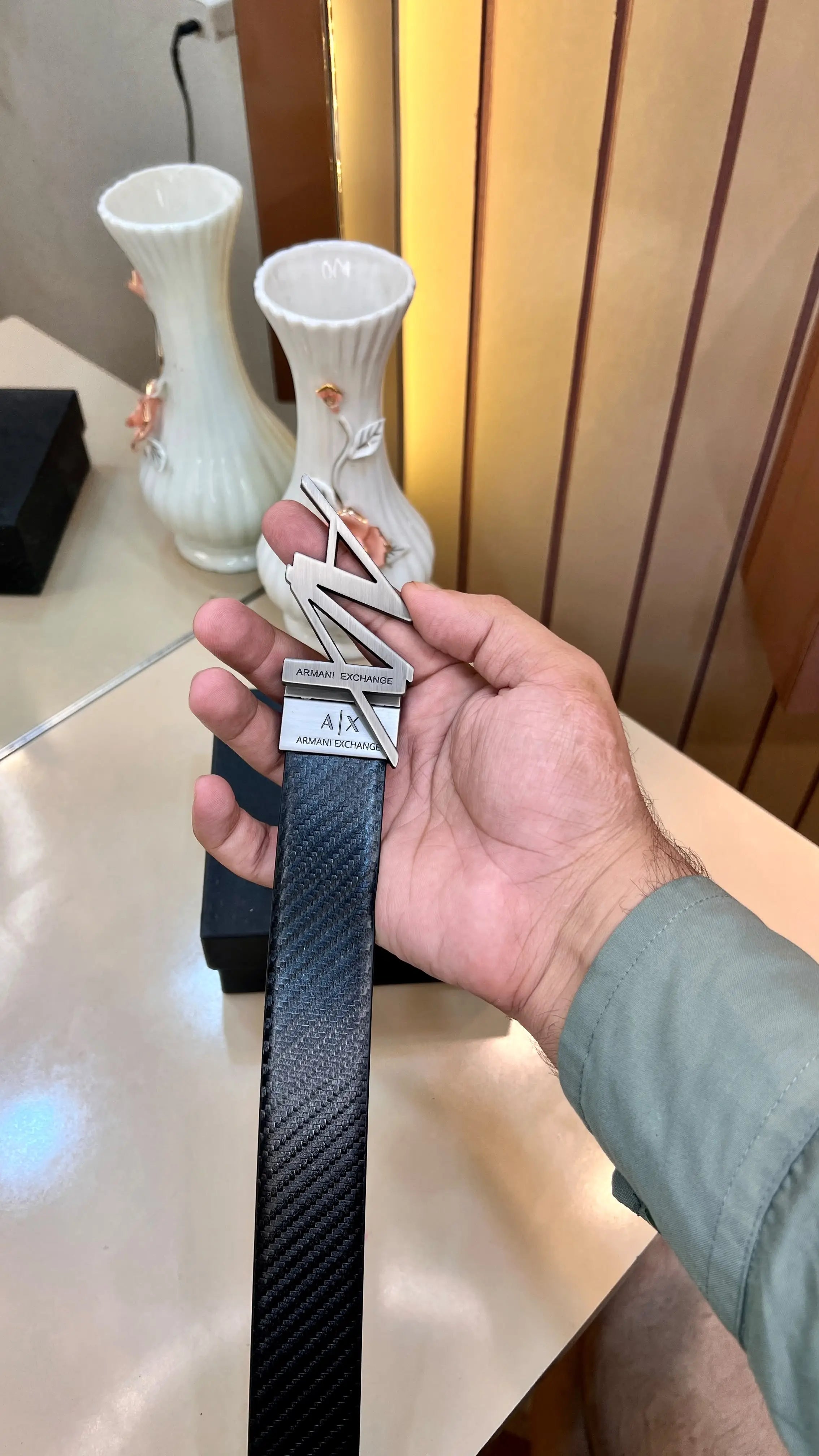 AX ARMANI EXCHANGE PREMIUM QUALITY IMP REVERSEABLE BELT WITH OG BOX 